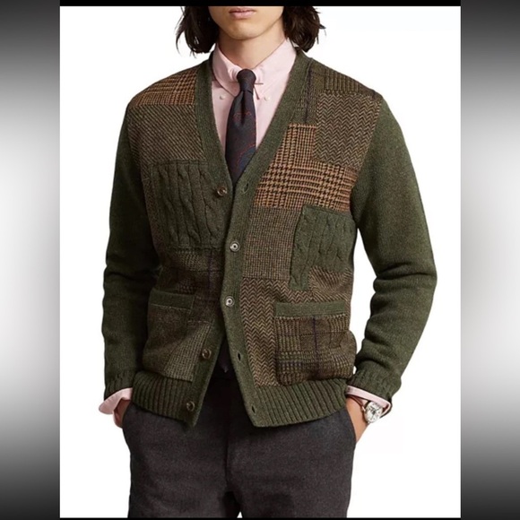 Polo Ralph Lauren Other - Polo Ralph Lauren Patchwork V-Neck Cardigan Size Large Retail $998